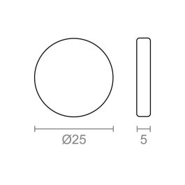 Micel IM28 Imán Neodimio Disco Ø25x5mm Níquel, Carga Máxima 8.5 kg, Magnetización Axial