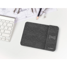 Q-connect Alfombrilla para Ratón con Cargador Inalámbrico, Gris, 300x220 mm