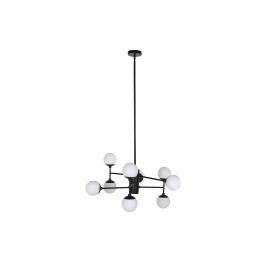 DKD Home Decor Lámpara de Techo Moderna Negro Cristal y Metal 9 Bolas 80 x 60 x 80 cm