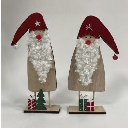 DKD Home Decor Figura Navidad Tradicional Papa Noel, MDF y Poliéster, Colores Surtidos, 4x26x11 cm, Pack de 8 Unidades