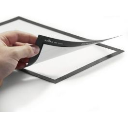 Durable Marco porta anuncios magnético DIN A4 dorso adhesivo removible color negro pack de 2 unidades