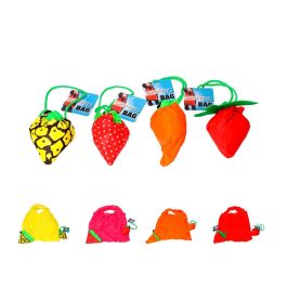 Bolsa de compras plegable de tela, modelo Frutas, 4 colores surtidos