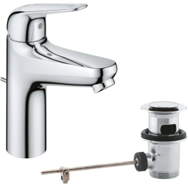 Grohe 24328001 Mezclador Monomando de Lavabo Cromo Talla M con Apertura Agua Fría y Ahorro de Agua