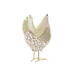 DKD Home Decor Figura de Resina Gallina Verde 10 x 22 x 16 cm (2 Unidades) Decoración Hogar