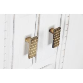 DKD Home Decor Aparador Moderno Colección Cruz Rombo Blanco Dorado de Mango y Latón Hecho a Mano, 2 Puertas, 2 Estantes, 93x41x114 cm