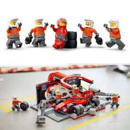 LEGO 60443 City F1 Boxenstopp mit Boxencrew und Ferrari Flitzer - Juego de construcción con equipo de mecánicos y coche Ferrari para niños a partir de 6 años