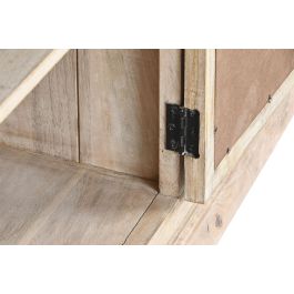 DKD Home Decor Buffet Toscana 45 x 90 x 200 cm Blanco Natural Madera Maciza Mango Espejo Hecho a Mano 4 Puertas 2 Estanterias
