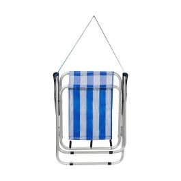 Color Baby Silla de Playa Plegable Fija de Aluminio 44x45x76 cm Marinera, Rayas Azul Marino y Blanco, Textileno