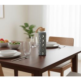 Inde Botella Agua Vidrio/Silicona 600 ml 7 x 7 x 25 cm