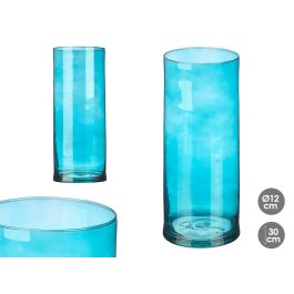 Jarrón de Cristal Cilíndrico Turquesa 12 cm x 30 cm - Giftdecor (6 Unidades) Precio: 33.94999971. SKU: B125Y4NZJG