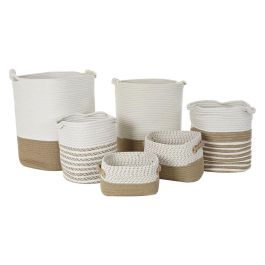 DKD Home Decor Cesta Boho Algodón Yute Blanco Marrón 45 x 54 x 45 cm Set 6 Piezas Precio: 66.50000038. SKU: S3028929