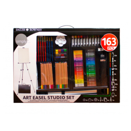 Daler rowney Set de Pinturas 163 Piezas con Caballete de Aluminio Plegable para Artistas Principiantes y Experimentados, Maletín Portátil