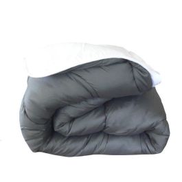 Abeil Edredón cálido bicolor reversible con relleno 100% Poliéster 350 gr/m² Microfibra 200x200 cm Blanco y Gris Lavable Oeko-Tex