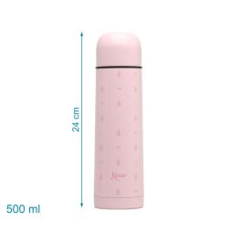 KioKids Petits moments Termo Para Líquidos 500 mL Rosa Anti-goteo Anti-derrame Doble Pared Acero Inoxidable