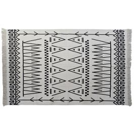 DKD Home Decor Alfombra de Suelo Decorativa Boho Ikat, Blanco Negro, Poliéster, 250x160 cm, 1000 gsm