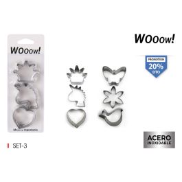 Set de 3 moldes de repostería surtidos en acero inoxidable - Wooow (36 Unidades) Precio: 30.50000052. SKU: B1HFREMWDF