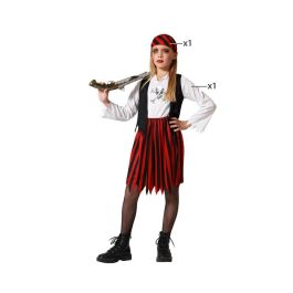 Disfraz Pirata para Niña Rojo y Negro, Ideal para Carnaval y Fiestas de Disfraces, Talla 5-6 Años, con Vestido y Gorro