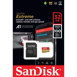 Sandisk Extreme 32 GB MicroSDHC Clase 10 UHS-I, 100 MB/s Lectura, 60 MB/s Escritura, Adaptador SD Incluido