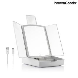 Espejo LED Plegable con Organizador de Maquillaje 3 en 1 Panomir InnovaGoods Blanco (Reacondicionado A)