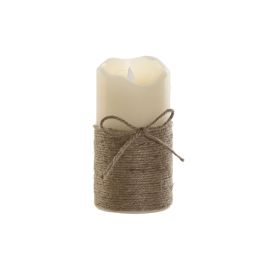 DKD Home Decor - Vela LED Basicos con Movimiento, Cera, Yute, Acabado Natural, Crema Marrón, 7.5x15x7.5 cm, Pack 16 Unidades.