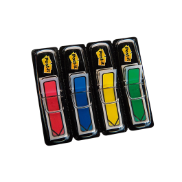 Post-It Index Marcadores Adhesivos, Rojo, Amarillo, Verde, Azul - 4 Dispensadores Estándar 4x24 Tiras