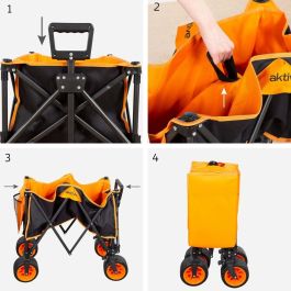 Carro Multiusos Aktive Naranja Poliéster PVC Acero 86 x 108 x 44 cm Plegable Playa Carro Multiusos Aktive Naranja Poliéster PVC Acero 86 x 108 x 44 cm Plegable Playa