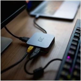 Green Cell AK61 HUB USB-C 6-Puertos 3xUSB 3.0, USB-C, HDMI, Gigabit LAN Plata para Portátil y Ordenador - Suministro de Energía 87W