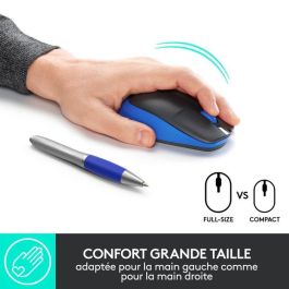 Logitech M190 Ratón Inalámbrico de Tamaño Completo Ergonómico para Manos Grandes, RF, 18 Meses de Batería, Azul