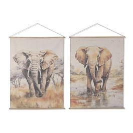 DKD Home Decor Lienzo Colonial Elefante Lino Abeto Beige 160 x 125 cm (4 Unidades) Precio: 80.59000026. SKU: B125ZXNTRG