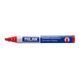 Milán Rotuladores permanentes punta biselada rojo, caja 12 unidades, punta 1-4mm, tinta alcohol