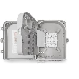 Digitus FTTH Box Außen -24 LC/Duplex oder 24 SC/Simplex, Caja de distribución para 16 cables, Gris