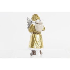 DKD Home Decor Figura Decorativa de Navidad de Santa Claus Tradicional, de Resina en Colores Dorado y Blanco, 18 cm de Alto (8x8x18 cm)