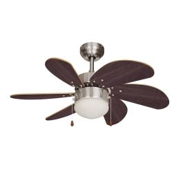 Ventilador de techo modelo aral. color wengue/niquel satinado. potencia: 50 W aspas: ø76cm edm Precio: 59.78999983. SKU: S7917023