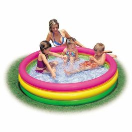 Piscina hinchable 3 aros colores con suelo hinchable (capacidad 131 litros) (+ 2 años)114x25 cm - modelos surtidos