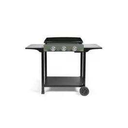 Livoo DOC326 Plancha de gas con carro, 3 quemadores, Verde/Negro