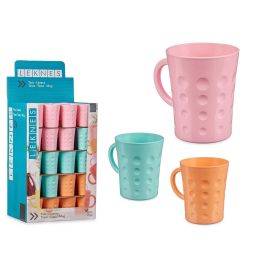 Leknes Taza de Plástico 300 ml, Colores Surtidos Pasteles, 8x10x11.5 cm (60 Unidades)