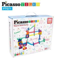 Picasso Tiles Circuito de Canicas Magnético 71 Piezas | Juguete de Construcción Compatible con Bloques