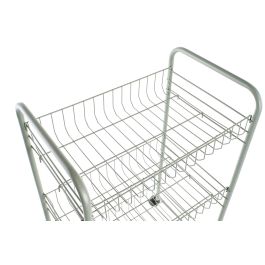 DKD Home Decor Frutero Vintage Verde Menta, 3 Cestas, con Ruedas, Desmontable, de Metal y PP, 62 cm Alto (40 cm Ancho x 26 cm Largo)
