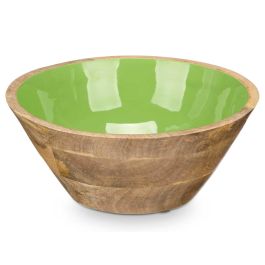 Bol de madera con mango verde, 24 cm - Giftdecor (6 Unidades) Bol de madera con mango verde, 24 cm - Giftdecor (6 Unidades)
