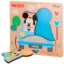 WOOMAX Puzzle de Madera Disney Mickey y Minnie, 4 Piezas, 21x21cm, para +12 Meses