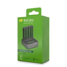 GP M451 D451 ReCyko Cargador Rápido con Dock para Baterías NiMH AA 2600mAh y AAA – Pantalla LCD Gris