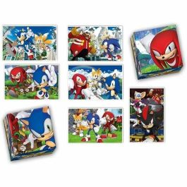 Clementoni CLE8005125183180 Edukit Sonic 4 en 1 - Caja de aprendizaje con 2 rompecabezas, 1 bloc de notas y 6 cubos, +4 años