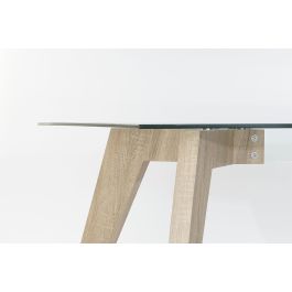 DKD Home Decor Green house 21 Mesa Comedor Moderno Cristal y MDF Natural Transparente 90 x 75 x 160 cm