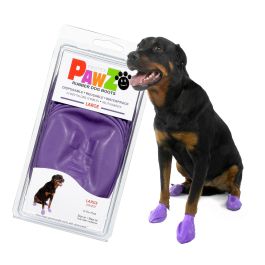 Pawz Botas Perro Morado Talla L - Goma Natural Biodegradable, Impermeables, Protección Patas Suelo Caliente y Nieve, Pack 12