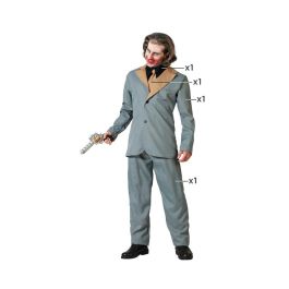 Disfraz Payaso Hombre Adulto Gris Traje con Corbata Talla XS-S