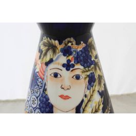 DKD Home Decor Jarrón Shabby Margot Porcelana Multicolor Azul 19 x 19 x 36 cm