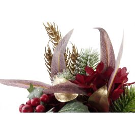 DKD Home Decor Planta de Navidad Artificial Tradicional Roja y Blanca de PE, 26x26x24 cm, Paquete de 12 Unidades