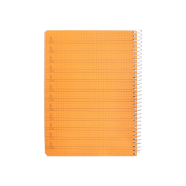 Liderpapel Cuaderno espiral A5 Pautaguía Tapa Plástico 80h 90gr Cuadro Pautado 4mm Color Naranja