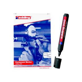 Edding Marcador Permanente 300 Negro, Marcador Permanente para Diversos Materiales con Punta Redonda de 1.5-3mm, Tinta Resistente