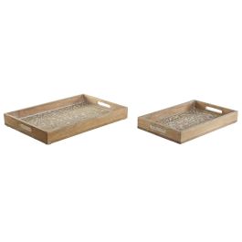 Juego de Bandejas Home ESPRIT Blanco Natural Indio 44 x 29 x 5 cm (2 Unidades) Precio: 31.58999998. SKU: B1FPFABV63